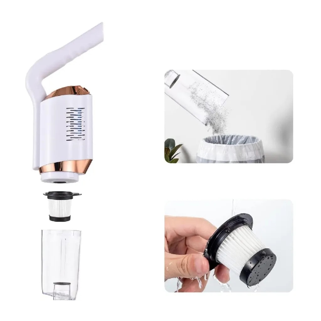 Aspirator vertical fara fir K0345-0808-KFCJ-xw28520, 2 in 1 cu functie mop, 10 W, acumulator 1200 mAh, filtru HEPA, incarcare USB, alb