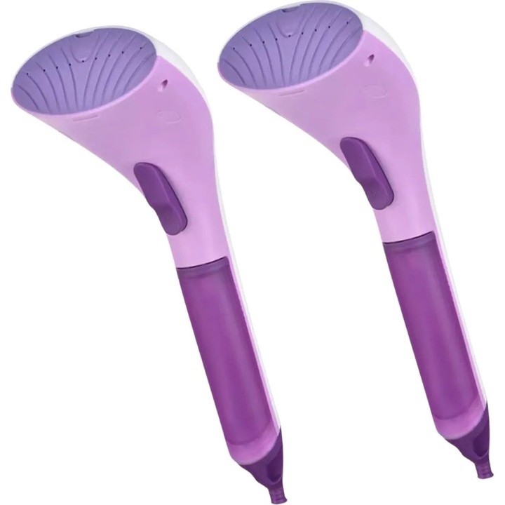 Aparat de calcat cu abur portabil K0345-0808-KFCJ-xw28990, 60 ml, 20 g/min, 1000–2000 W, cablu 180 cm, roz/alb, set 2 buc.