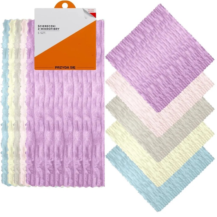 Lavete din microfibra pentru curatenie 5 buc., 30 x 30 cm, moi, fara urme, multicolor