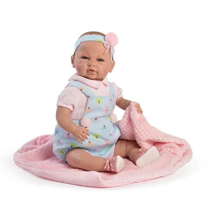 Papusa bebelus Berbesa 783276, cu patura si sunet, multicolor, 46 cm