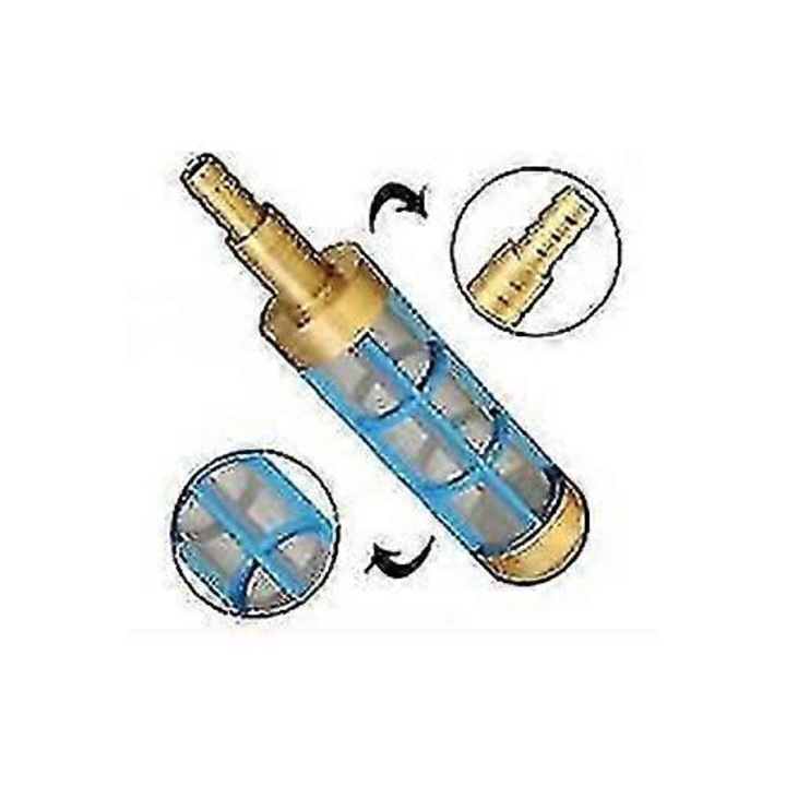 Filtru de aspiratie pentru furtun PO-CJ-K0433-26-8-08-3455, alama, adaptor treptat 1/2"/3/4", 195 mm x 43 mm
