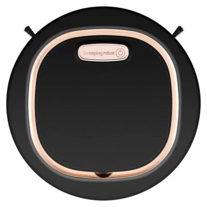 Aspirator robot cu mop K0544-26808-696-MLC, smart cu navigatie, 1200 mAh, fara fir, functie mop si maturare, negru/roz-auriu