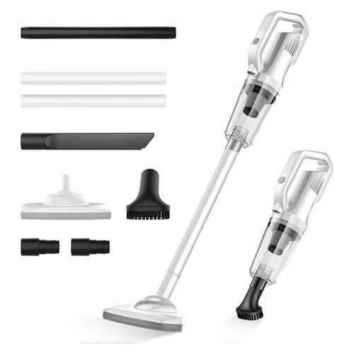 Aspirator vertical fara fir K0544-26808-1663-MLC, 12.000 Pa, 120W, baterie 6000 mAh, autonomie 30 min, filtru HEPA, lumina LED frontala, incarcare USB, alb/argintiu