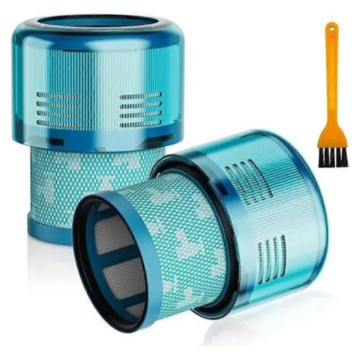 Filtre HEPA de schimb pentru aspirator fara fir, compatibile cu Gen5/Gen5detect/Gen5outsize, model K0569-260808-907-MNC, turcoaz, set 2 filtre + perie de curatare
