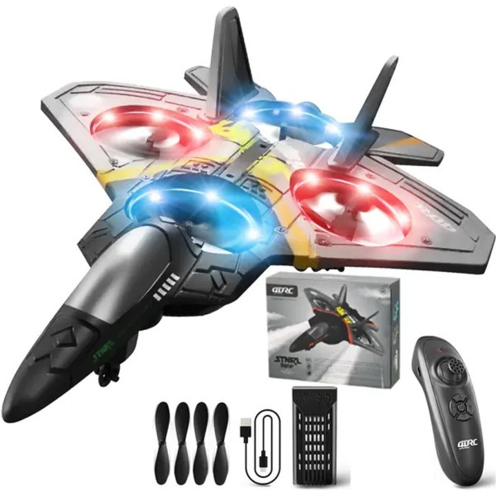 Каскадьорски дрон с дистанционно управление IZO-CJ-K0502-20260806-524, режим без глава, автоматично задържане на височина, 6-осов жироскоп, управление чрез накланяне, 360° превъртане, многоцветни LED светлини, издръжливо EPP тяло, USB зареждане
