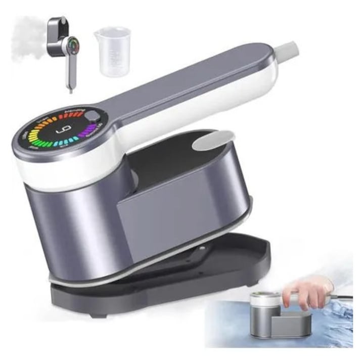 Aburitor vertical portabil K0544-26808-2531-MLC, 1200W, rezervor 120 ml, incalzire 5s, 5 niveluri de vapori, cap rotativ 180°, gri/alb