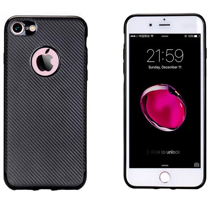 Capac de protectie Carbon Fiber pentru Apple iPhone 8, negru