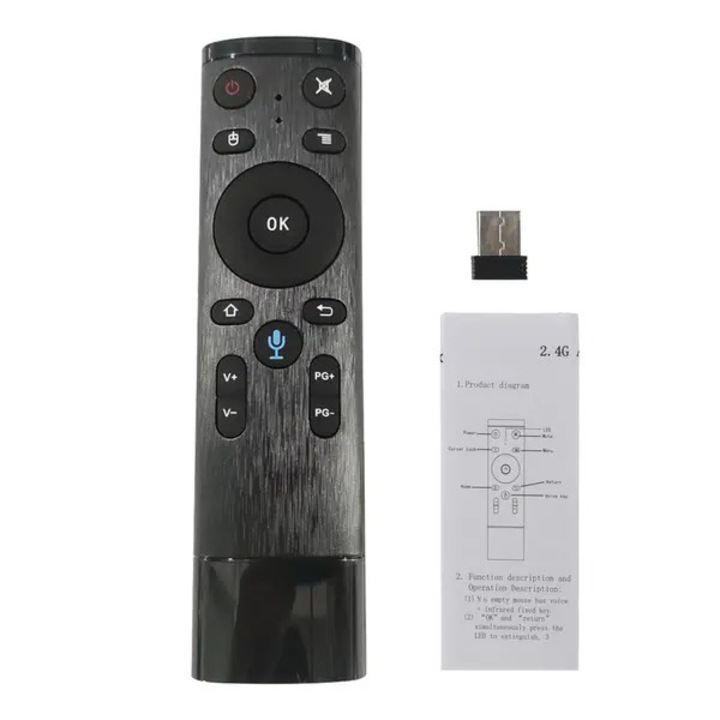 Telecomanda Air Mouse Q5 IZO-CJ-K0502-20260806-5277, 2.4G, cu microfon si receptor USB, functie gyro de control prin miscare, negru