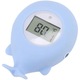 K0575-260808-1469-AMC fürdőhőmérő, bálna forma, LCD kijelző, csendes riasztás, színes figyelmeztetés (kék/piros), BPA-mentes ABS, kék