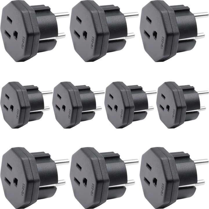 Adaptor Priza Universal: US/JP/CA la EU (10 Bucati Negru)