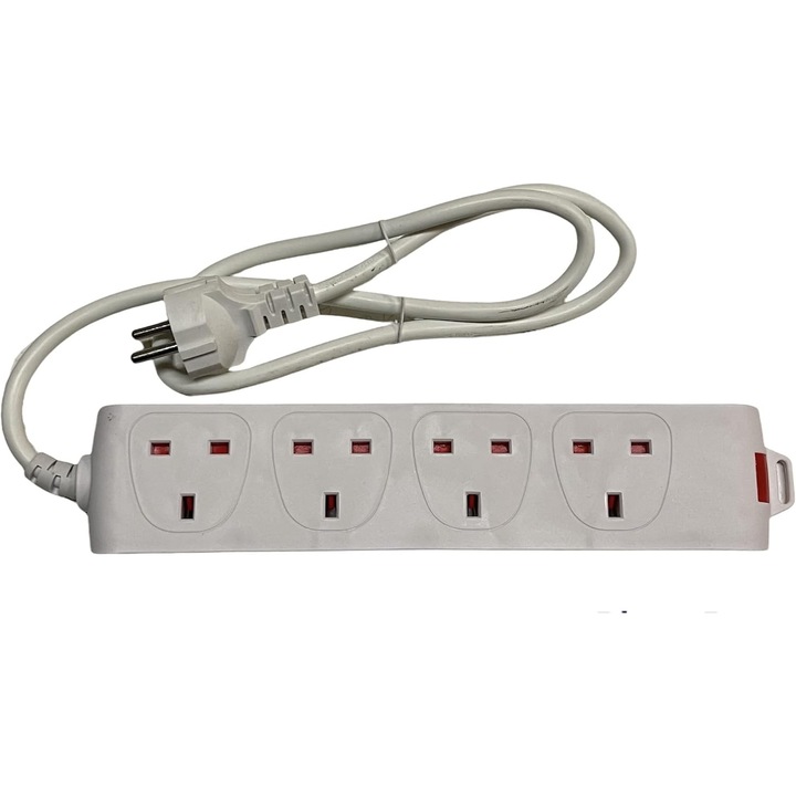 Adaptor Calatorie Europa Schuko Tip F, 1m Extensie, 4 Prize UK