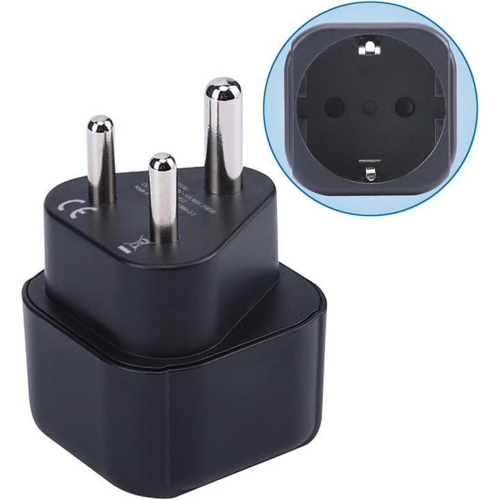Adaptor Priza Europa India/Sri Lanka, Tip C/E/F la Tip D, Convertor Calatorie