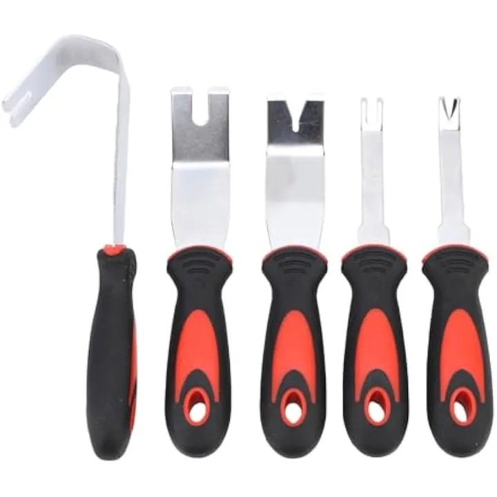 Set de scule Buachois Metal Pry, 5 Piezas de Acero Inoxidable pentru Extraer Clip si Sujetador de Automóvil pentru Reparación de Tapicería si Panel de Puerta de Vehículo