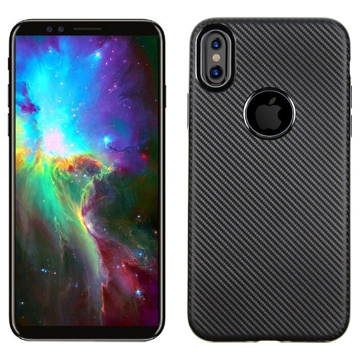 Capac de protectie Carbon Fiber pentru Apple iPhone X, negru