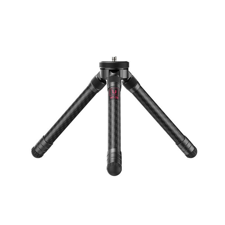 Мини статив от въглеродни влакна MT-28 K0323-0807-CJ11611, разтегателен на 2 степени, 8-слоен, алуминий и въглеродни влакна, за смартфон/камера, черен, 170 мм (сгънат), 160 г