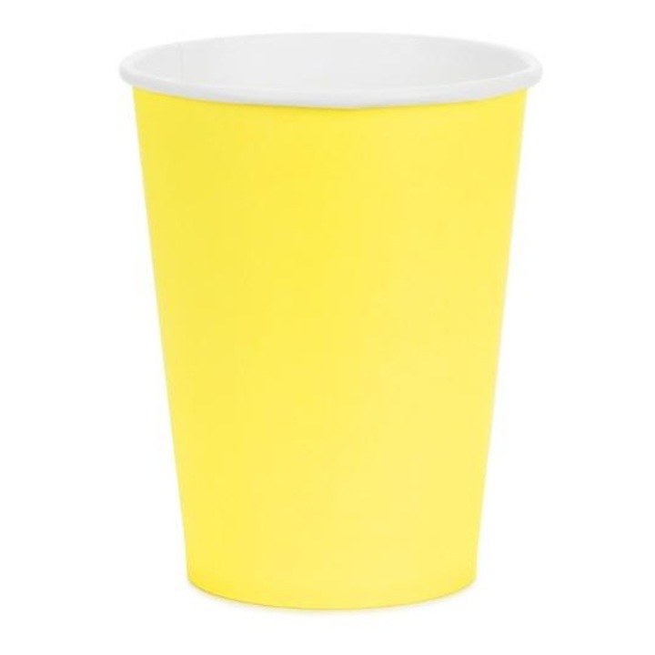 PartyDeco papírpoharak 250 ml, sárga, 6 db-os szett