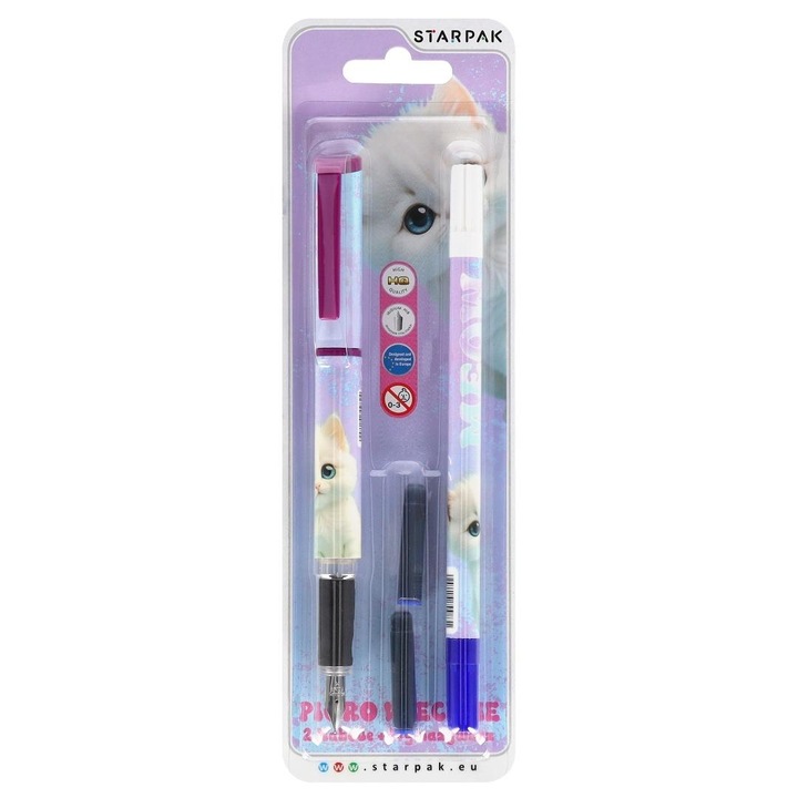 STARPAK Cute Kiitty toll, 2 tintapatronnal és radírral, többszínű, kód: 800953
