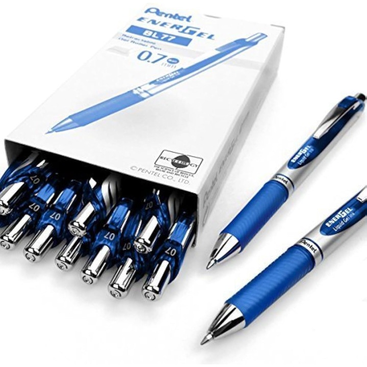 Химикалка Pentel EnerGel Xm BL77, прибираща се, 0.7мм, синя, кутия 12 броя