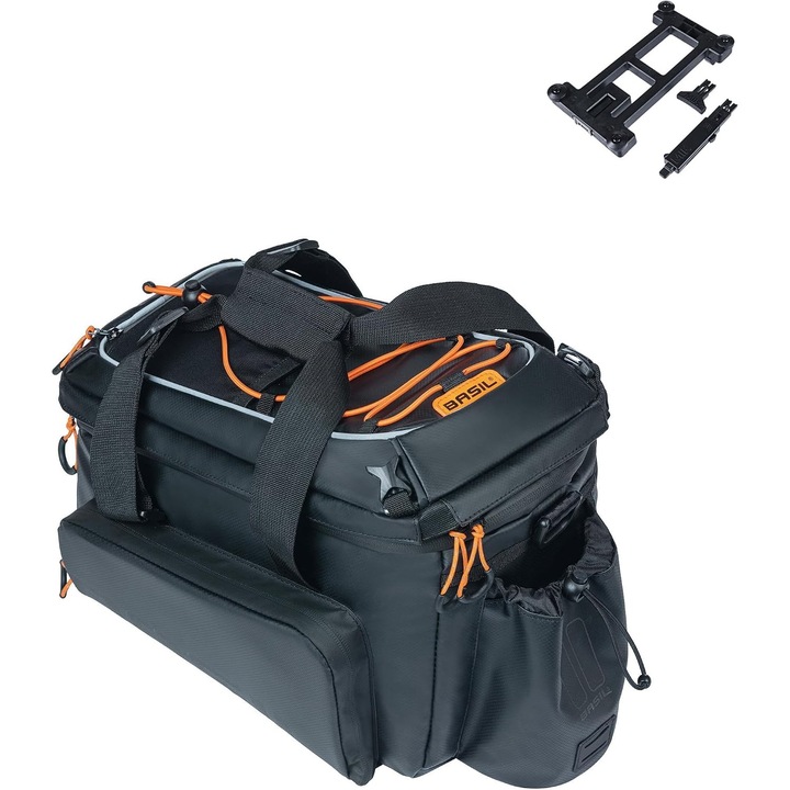 Чанта за багажник Basil Miles XL Pro - 9-36L, Водоустойчива, Черно/Оранжево