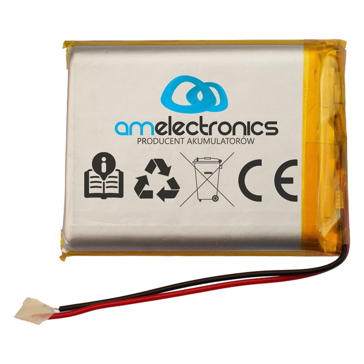 Baterie LiPo AM Electronics 105070 (PN 4550), 3,7 V, 4000 mAh, 10 × 50 × 70 mm, argintiu