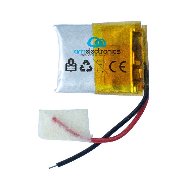 Baterie LiPo AM Electronics 401215 (4521), 3,7 V, 40 mAh, argintiu, 4 × 12 × 15 mm