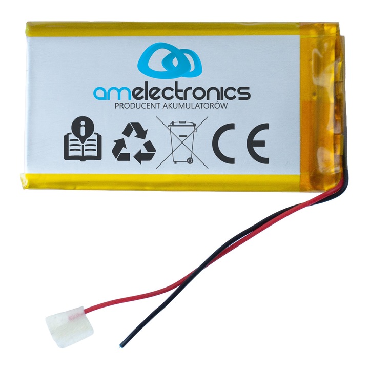 Baterie LiPo AM Electronics 683566 (4520) 3,7 V 2000 mAh, argintiu/galben, 6,8×35×66 mm