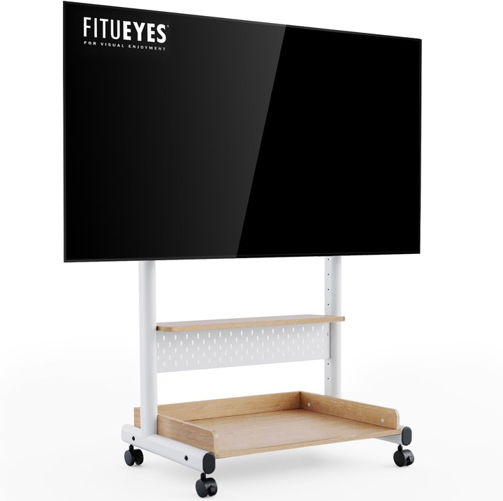 FITUEYES Mobil TV Állvány, Állítható Magasságú, Fehér, 40-85 hüvelyk