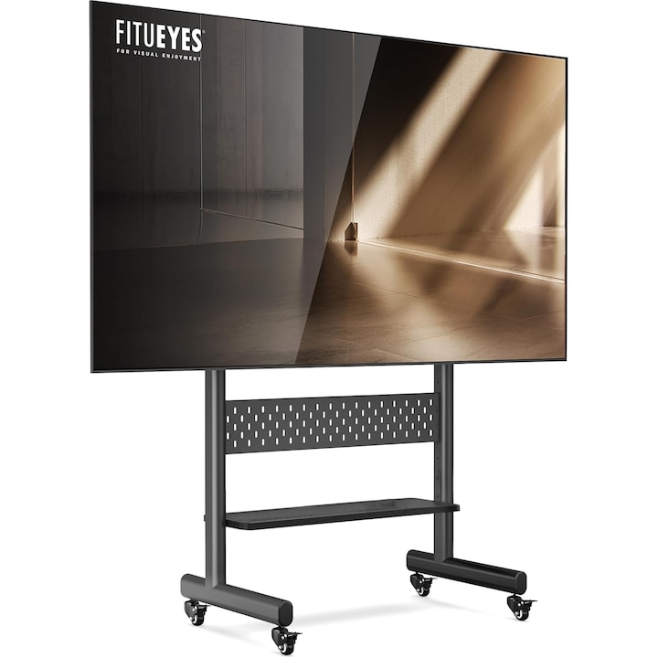 FITUEYES TV állvány kerekekkel, állítható magasságú, 40-85 hüvelyk, max. 60 kg