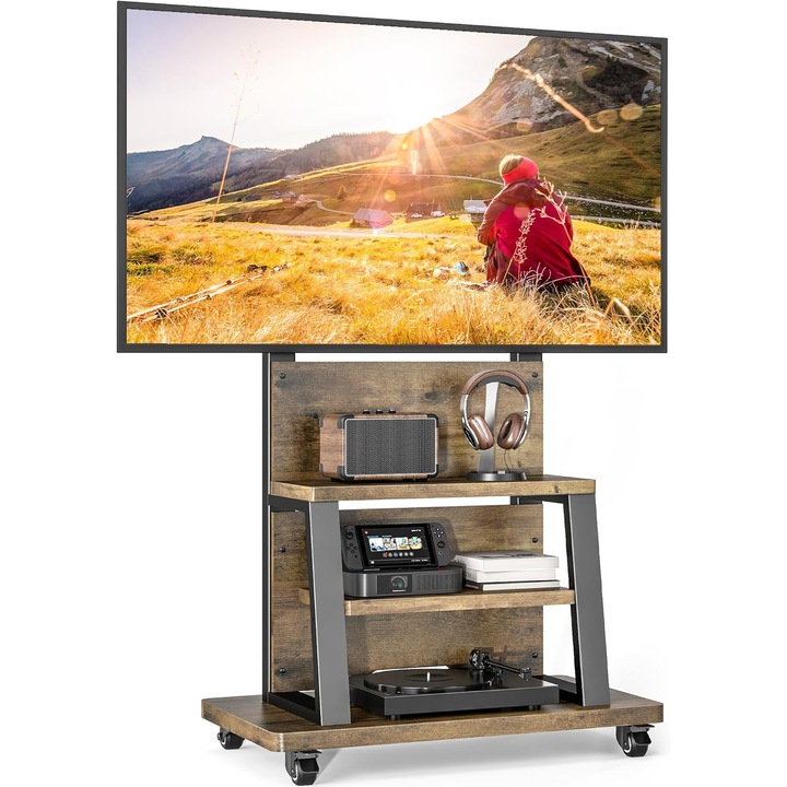 Mobil TV Állvány Kerekekkel, Állítható Magasságú, 32-75 Hüvelyk, 68kg