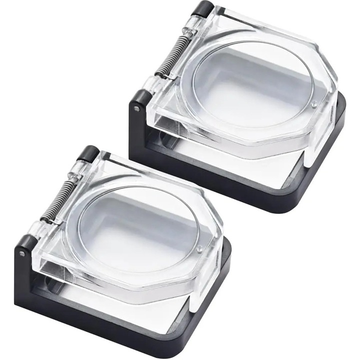 Capac de protectie pentru buton (intrerupator) K0255-0810-CDCJ937, etans, rezistent la socuri si praf, transparent/negru, pentru butoane patrate 25 x 25 mm