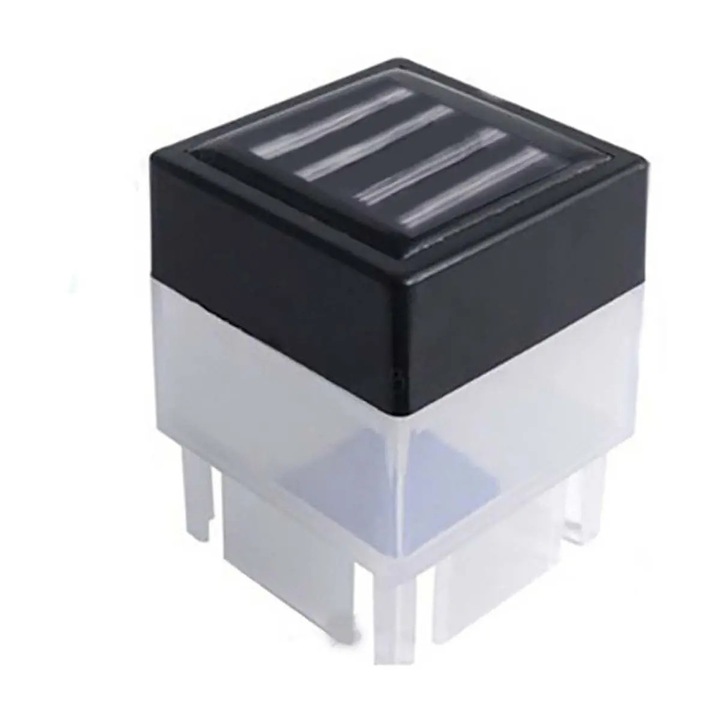 Capac pentru stalp de gard cu LED solar K0255-0810-CDCJ4046, lumina calda, rezistent la intemperii, negru/alb, 5 x 5 cm