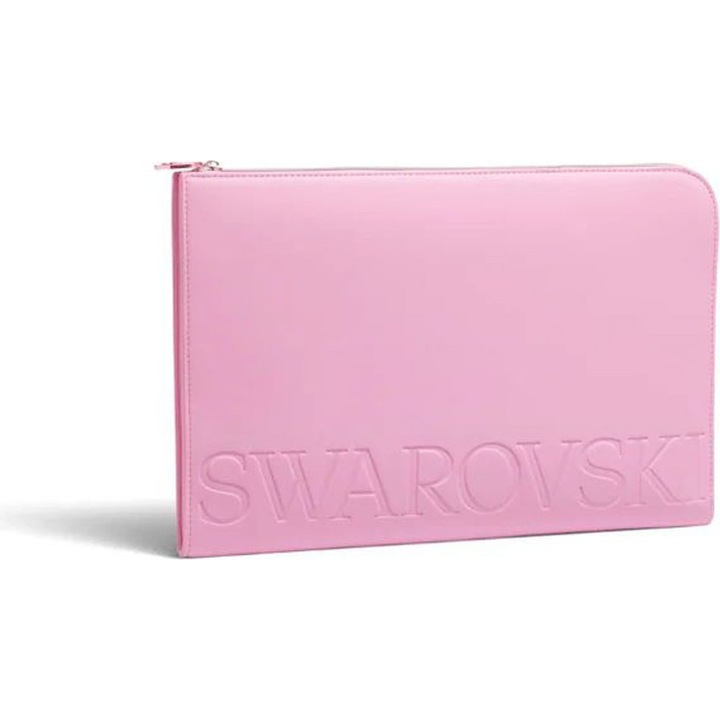 Swarovski, husa pentru laptop din canvas cu logo emboss Iconic Swan 5636533, roz, 35 x 25 x 2,5 cm