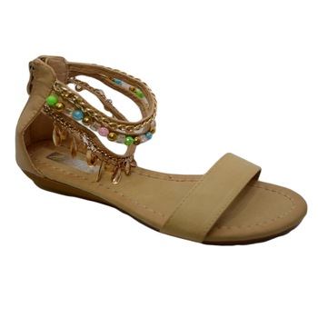 Sandale cu talpa joasa, cu margele, D&J Exclusive, Bej Sandale cu talpa joasa, cu margele, D&J Exclusive, Bej