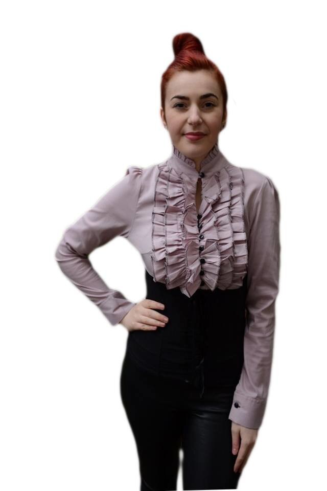 Camasa trendy de toamna, bicolora, D&J Exclusive, pudra