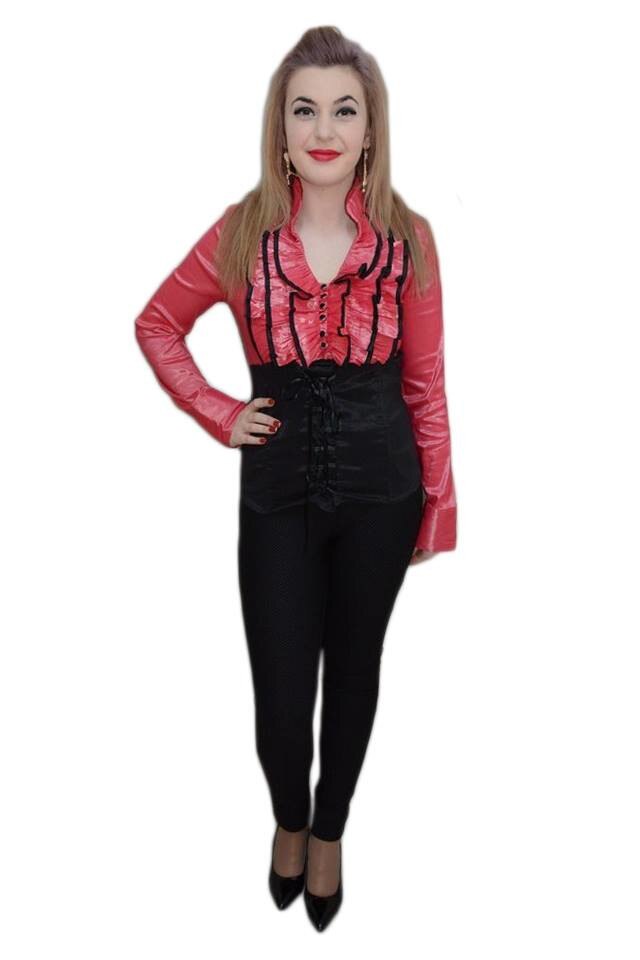 Camasa eleganta tip corset mulat pe corp, D&J Exclusive, Corai, 44