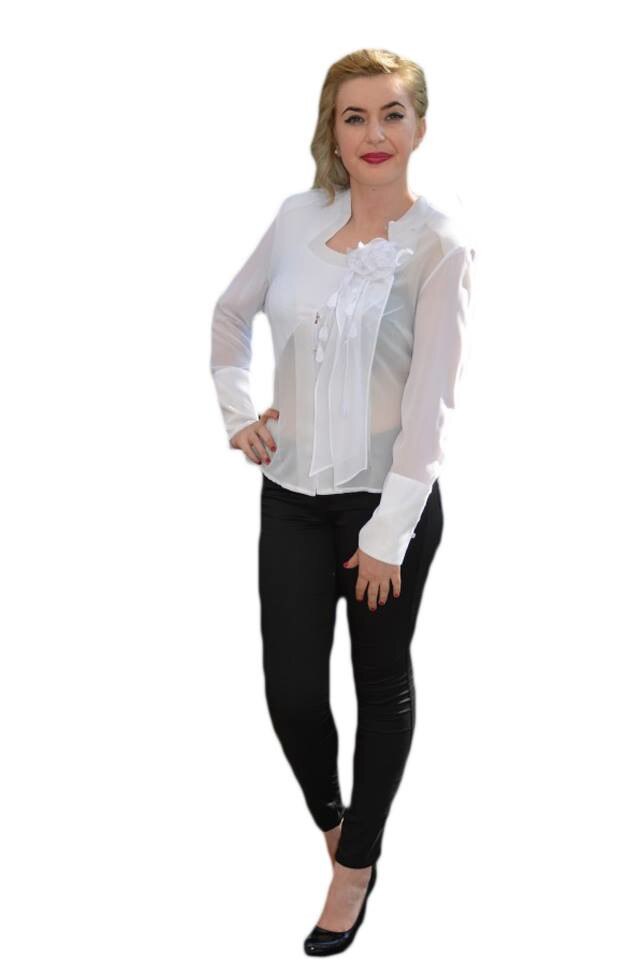 Camasa din material elegant, transparent, D&J Exclusive, Alb