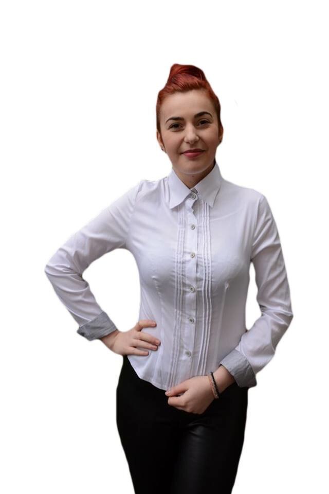 Camasa cu maneca lunga si croi cambrat, D&J Exclusive, Alb