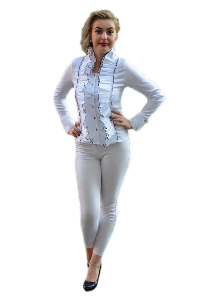 Camasa casual din material usor elastic, D&J Exclusive, Alb, 40