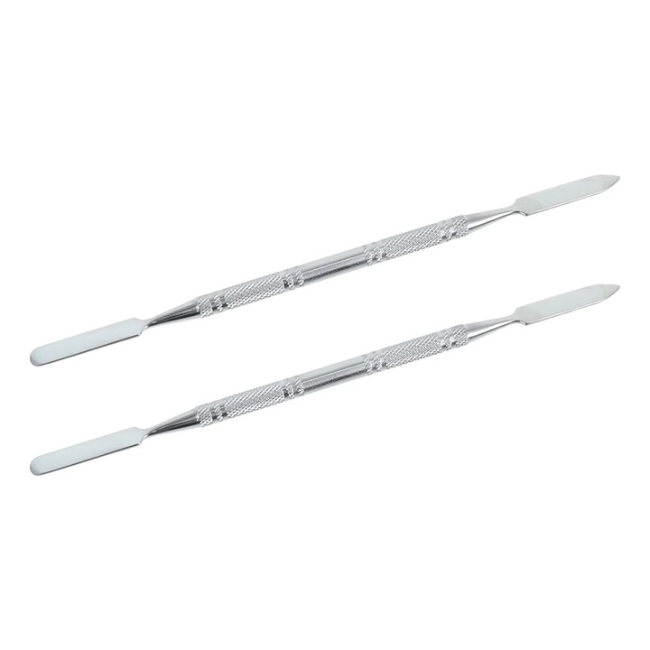 Spatula de amestecat machiaj YANYXR BCS2927582, din otel inoxidabil, 2 bucati, argintiu, 16 cm