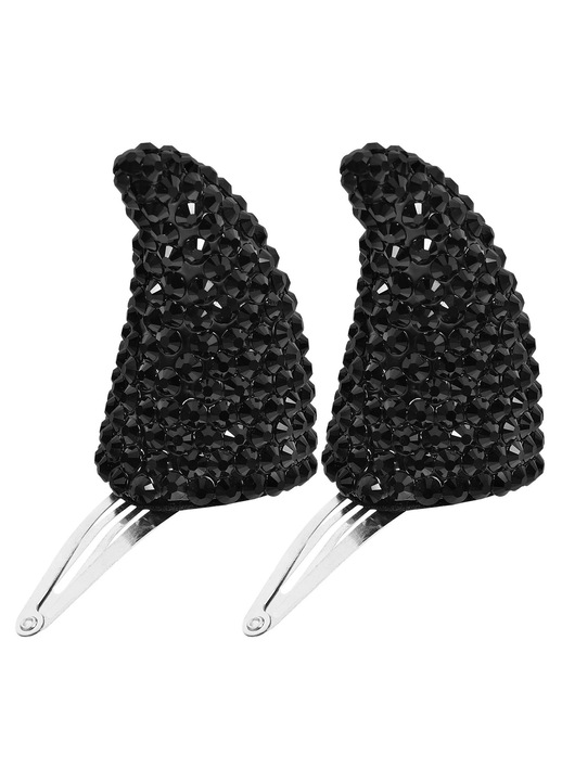 YANYXR, cleme de par din otel inoxidabil cu cristale acrilice, coarne de diavol pentru Halloween, negru, set 1 pereche