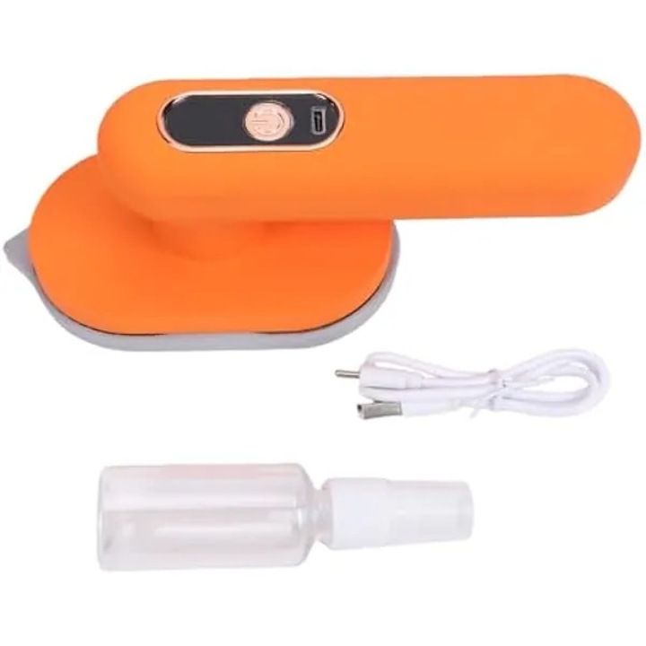 Fier de calcat portabil reincarcabil K0569-260810-1307-AMC, fara fir, incalzire rapida, consum redus, incarcare USB, portocaliu, cu pulverizator si cablu