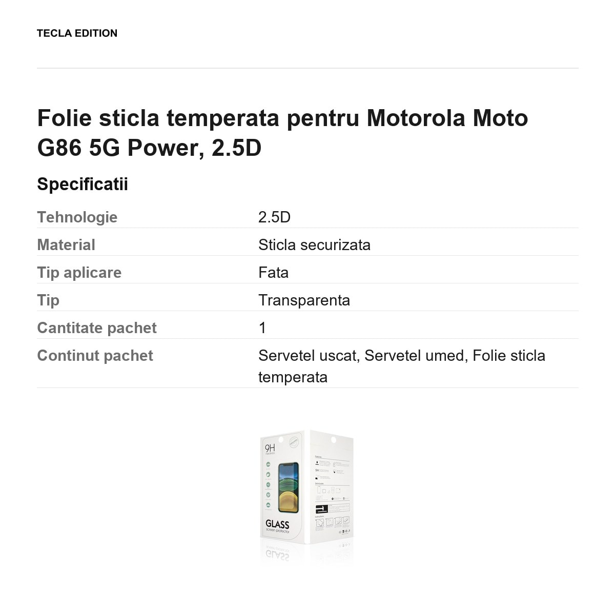 Folie sticla temperata pentru Motorola Moto G86 5G Power, 2.5D