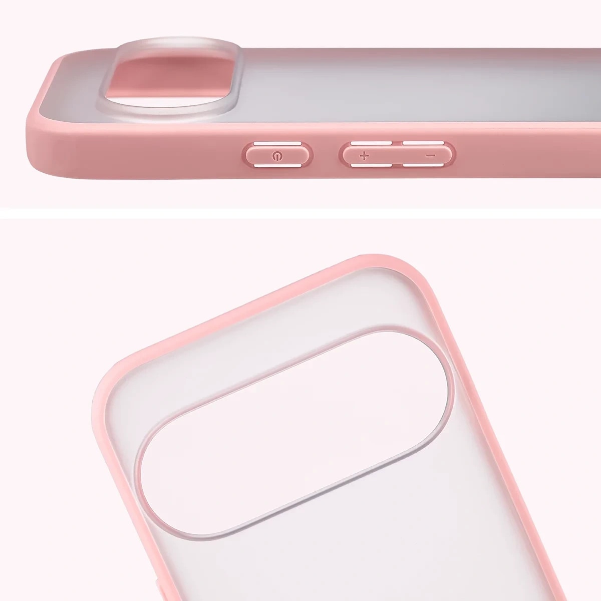 Carcasa Bizon Angelo compatibila cu Google Pixel 11 / 11 Pro / 10 / 10 Pro, Transparent / Roz