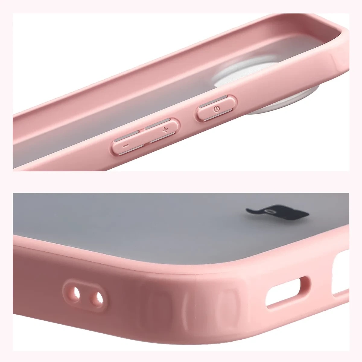 Carcasa Bizon Angelo compatibila cu Google Pixel 11 / 11 Pro / 10 / 10 Pro, Transparent / Roz
