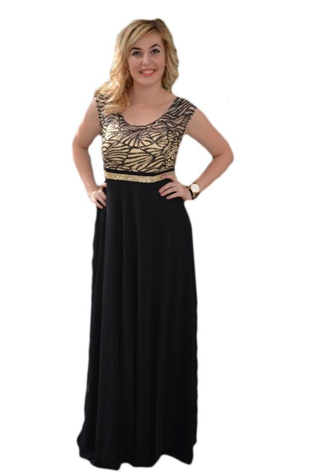 Rochie deosebita, de ocazie, cu insertii de paiete , D&J Exclusive, Negru