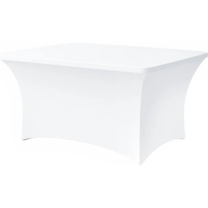 Rugalmas asztalhuzat téglalap alakú asztalhoz K0255-0810-CDCJ31036, 90% poliészter/10% spandex, fehér, 183 x 76 x 76 cm-es asztalokhoz
