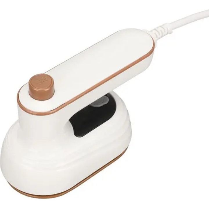 Aburitor de haine portabil K0255-0810-CDCJ31950, rezervor 50 ml, micro-aburi, incalzire in 30 s, maner pliabil 180°, alb/roz-auriu