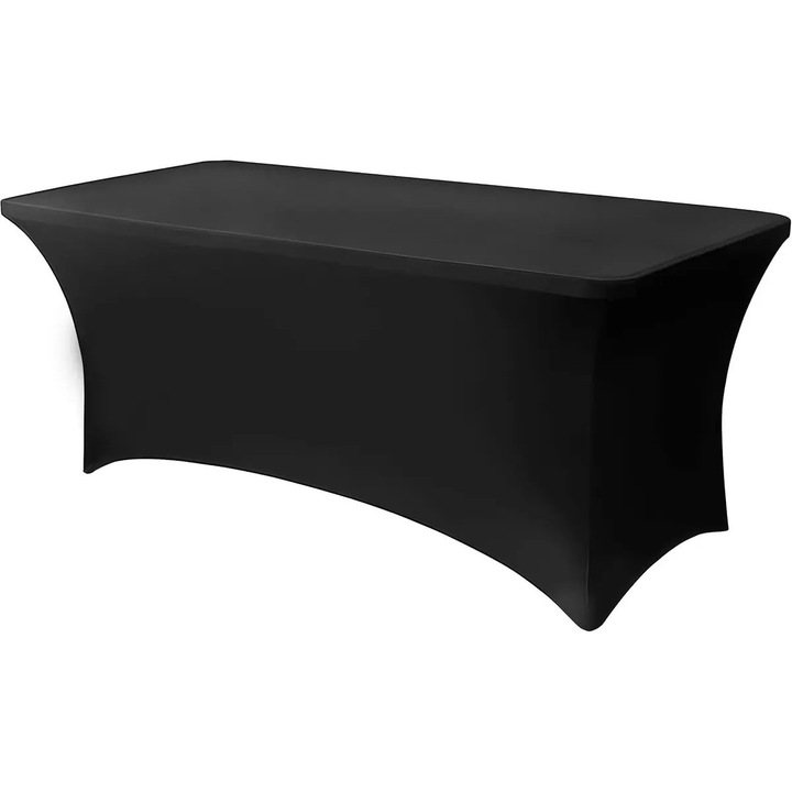 Rugalmas asztalhuzat téglalap alakú asztalhoz, K0255-0810-CDCJ35064 modell, 90% poliészter/10% spandex, fekete, 183 x 76 x 76 cm-es asztalokhoz (72 x 30 x 30 in, 6 ft)