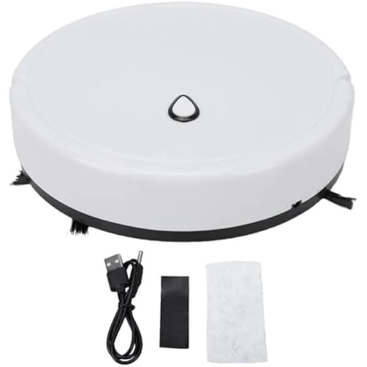 Aspirator robot mini K0569-260810-1209-AMC, evitare obstacole smart, reincarcabil USB, filtrare multi-strat, alb