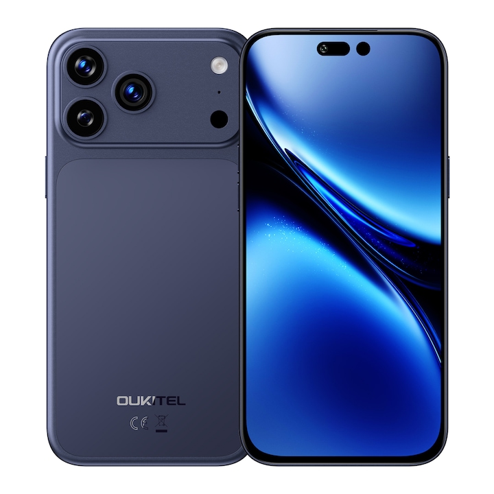 Telefon Mobil OUKITEL C17 Plus, Kék, 4G LTE, NFC, 6.9" 120Hz, 16GB RAM (4GB + 12GB bővíthető), 128GB, 64MP kamera, 5000mAh, Android 16, Dual SIM Kék
